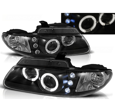 Faros Delanteros Angel Eyes Chrysler Voyager 96-02.01 Fondo Negro