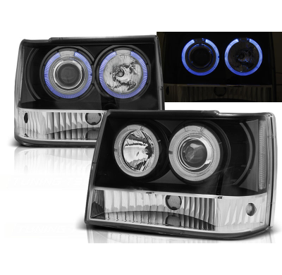 Faros Delanteros Angel Eyes Chrysler Jeep Grand Cherokee 93-98 Negro