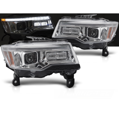 FAROS DELANTEROS CHRYSLER JEEP GRAND CHEROKEE 14-21 LUZ TUBO CROMADA SECUENCIA