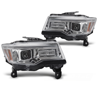 FAROS DELANTEROS CHRYSLER JEEP GRAND CHEROKEE 14-21 LUZ TUBO CROMADA INTERMITENTE DINAMICO HID