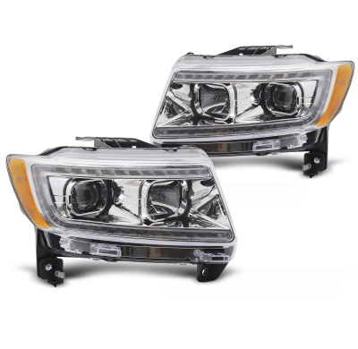 FAROS DELANTEROS CHRYSLER JEEP GRAND CHEROKEE 11-13 LUZ DE TUBO CROMADA