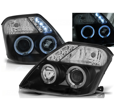 Faros Delanteros Angel Eyes Citroen C2 09.03-10 Fondo Negro