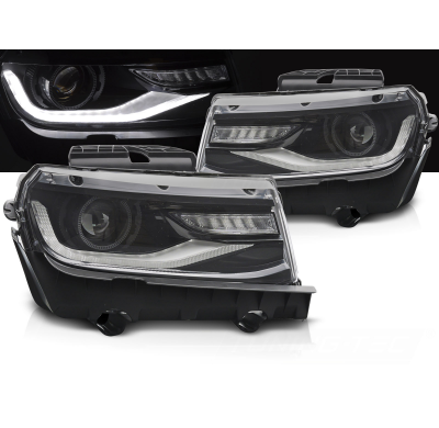 FAROS DELANTEROS CHEVROLET CAMARO 13-15 TUBO LED NEGRO