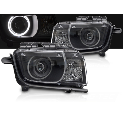 FAROS DELANTEROS CHEVROLET CAMARO 09-13 OJOS DE ANGEL NEGRO