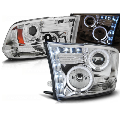 Faros Delanteros Angel Eyes Dodge Ram 09-11 Cromados