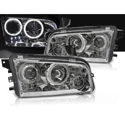 Faros Delanteros Angel Eyes Dodge Charger Lx 06-10 Angel Eyes Ccfl Cromado