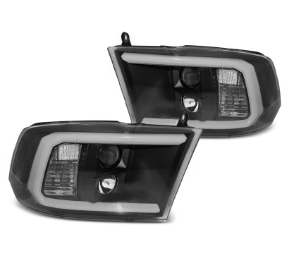 Faros Delanteros Luz Diurna Dodge Ram 09-18 Tube Light Negro