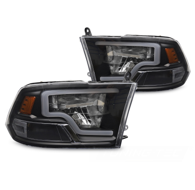 FAROS DELANTEROS DODGE RAM 09-18 LUZ TUBO LED NEGRA