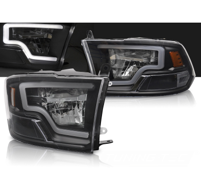 FAROS DELANTEROS DODGE RAM 09-18 LUZ TUBO LED NEGRA