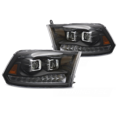 FAROS DELANTEROS DODGE RAM 09-18 DOBLE NEGRO