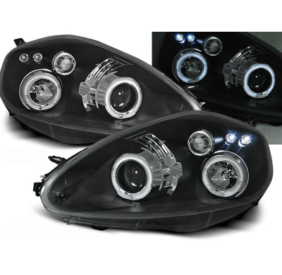 Faros Delanteros Angel Eyes Fiat Grande Punto 09.05-08 Fondo Negro