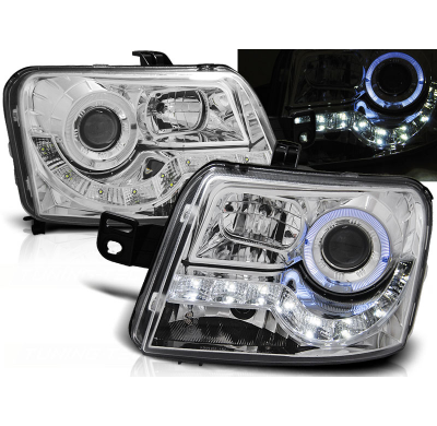 Faros Delanteros Luz Diurna Fiat Panda 03- Cromados