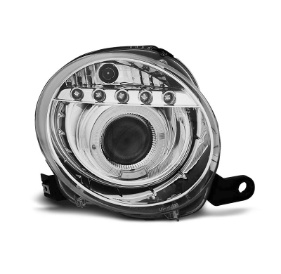 Faros Delanteros Luz Diurna Fiat 500 07- Cromado Led