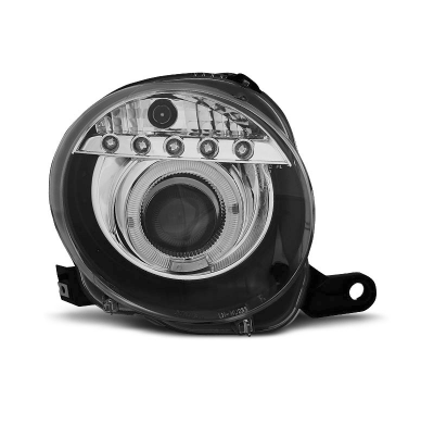 Faros Delanteros Luz Diurna Fiat 500 07- Negro Led