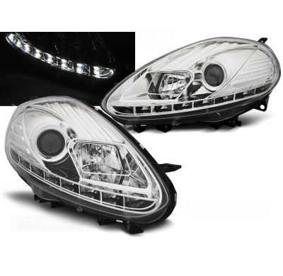 Faros Delanteros Luz Diurna Fiat Punto Evo 10.09-12 Cromado Drl Led