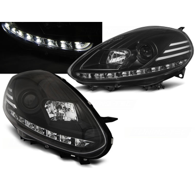 Faros Delanteros Luz Diurna Fiat Punto Evo 10.09-12 Negro Drl Led