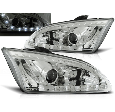 Faros Delanteros Luz Diurna Ford Focus Ii 09.04-01.08 Cromados