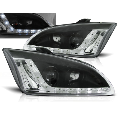 Faros Delanteros Luz Diurna Ford Focus Ii 09.04-01.08 Fondo Negro
