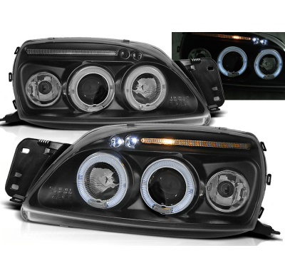 Faros Delanteros Angel Eyes Ford Fiesta Mk5 09.99-04.02 Fondo Negro