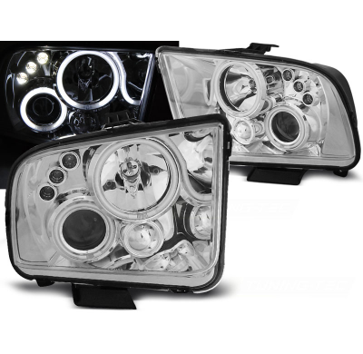 Faros Delanteros Angel Eyes Ford Mustang 04-09 Cromados