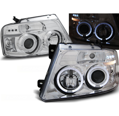 Faros Delanteros Angel Eyes Ford F150 Mk11 04-08 Cromados