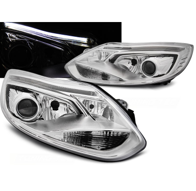 Faros Delanteros Luz Diurna Ford Focus Mk3 11-10.14 Tube Lights Cromado