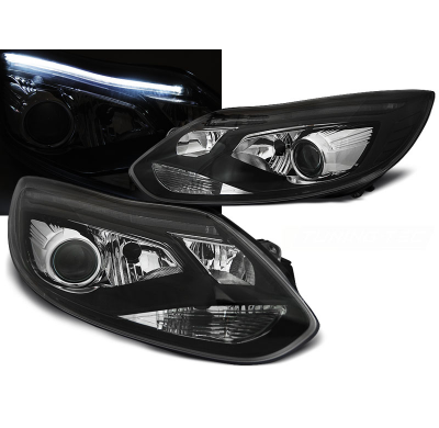 Faros Delanteros Luz Diurna Ford Focus Mk3 11-10.14 Tube Lights Negro