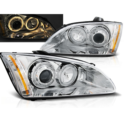 Faros Delanteros Angel Eyes Ford Focus Ii 09.04-01.08 Cromados