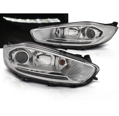 Faros Delanteros Ford Fiesta Mk7 13-16 Led Drl Cromado