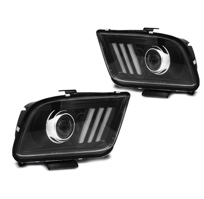 Faros Luz Diurna Ford Mustang 04-09 Tube Light Negro