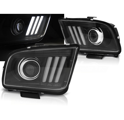 Faros Luz Diurna Ford Mustang 04-09 Tube Light Negro