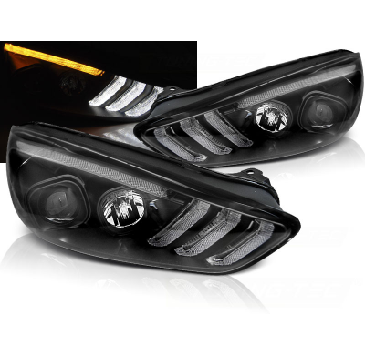 Faros Luz Diurna Ford Focus Mk3 15-18 Black Drl Led-Intermitente Dinamico