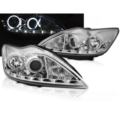 Faros Luz Diurna Ford Focus Ii 02.08-10 Angel Eyes Ccfl Chrome
