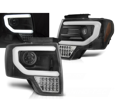 Faros Delanteros Luz Diurna Ford F150 Mk12 08-14 Tube Light Negro