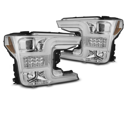 FAROS DELANTEROS LUZ DIURNA TUBE LIGHT CROMADO PARA FORD F150 MK13 17-20