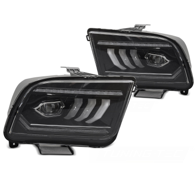 FAROS DELANTEROS TUBO LED NEGRO para FORD MUSTANG 04-09