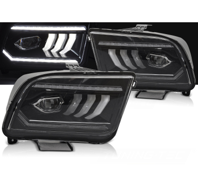 FAROS DELANTEROS TUBO LED NEGRO para FORD MUSTANG 04-09