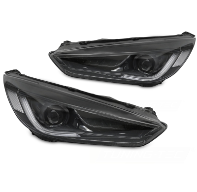 FAROS DELANTEROS LED de circulación diurna negras para Ford Focus MK3 14-18