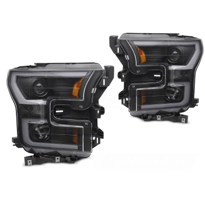 FAROS DELANTEROS TUBO DOBLE NEGRO aptos para FORD F150 MK13 14-17