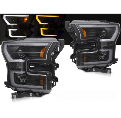 FAROS DELANTEROS TUBO DOBLE NEGRO aptos para FORD F150 MK13 14-17