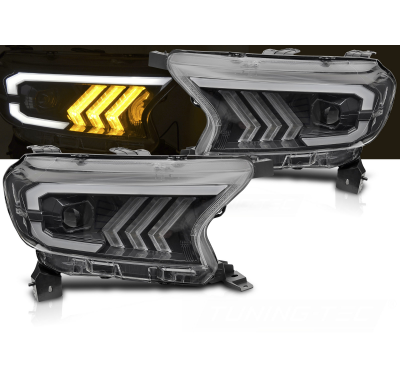 FAROS DELANTEROS TUBO LUZ NEGRO aptos para FORD RANGER V 16-22
