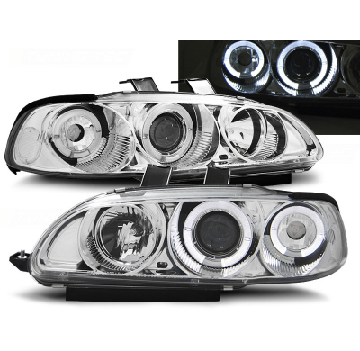 Faros Delanteros Angel Eyes Honda Civic 09.91-08.95 2d/3d Cromados