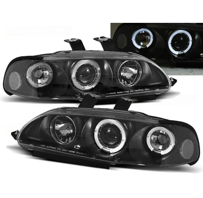 Faros Delanteros Angel Eyes Honda Civic 09.91-08.95 2d/3d Fondo Negro