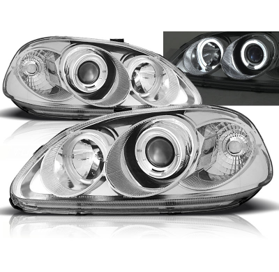 Faros Delanteros Angel Eyes Honda Civic 09.95-02.99 Cromados