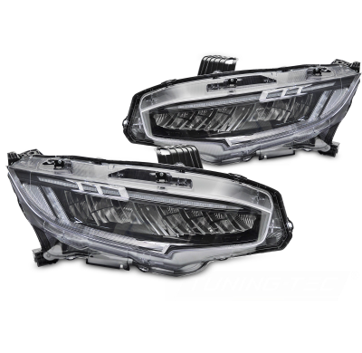 FAROS DELANTEROS LED COMPLETOS NEGROS para HONDA CIVIC X 16-21