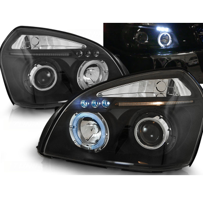 Faros Delanteros Angel Eyes Hyundai Tucson 07.04-10 Fondo Negro