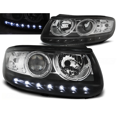 Faros Delanteros Luz Diurna Hyundai Santa Fe 06.06 - Fondo Negro