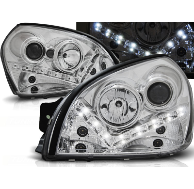 Faros Delanteros Luz Diurna Hyundai Tucson 07.04-10 Cromados