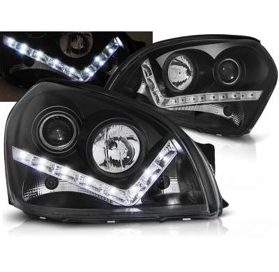 Faros Delanteros Luz Diurna Hyundai Tucson 07.04-10 Fondo Negro