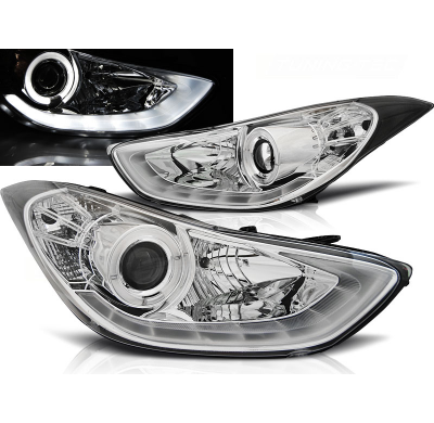 Faros Delanteros Luz Diurna Hyundai Elantra 11.10- Cromado Daylight Led
